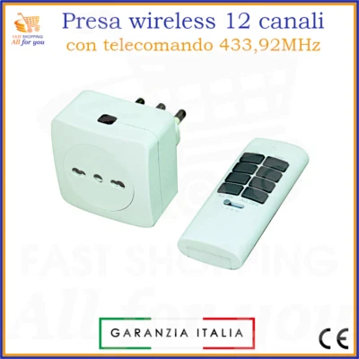 Presa telecomandata elettrica con telecomando wireless a distanza 2000 watt 12ch