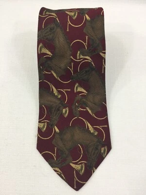Vintage Robert Talbot Best of Class Silk Necktie Equestrian Theme Maroon USA - Image 1 of 4