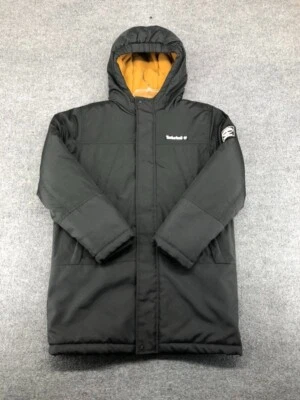 Timberland Parka Jacket Youth Boy’s Large Black Hooded Full Zip Fleece Lined - Image 1 of 4