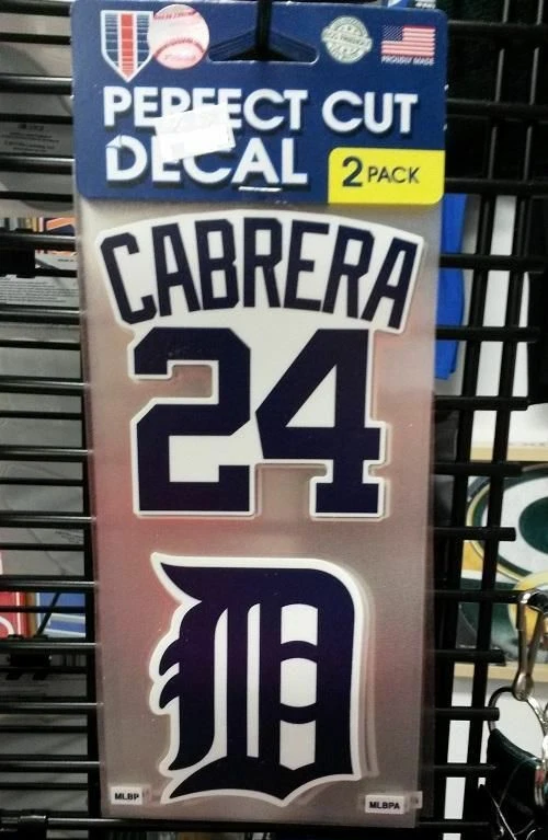 MLB Detroit Tigers Miguel Cabrera Calcomanía Corte Perfecto Hoja 4" x 8" con 2 Calcomanías Foto 1 de 1