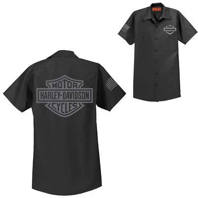 RED KAP Mechanic Shirt Harley Davidson Biker Motorcycle Embroidered Automotive - Image 1 of 4