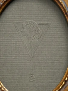Vintage 1910s Embossed Paper Woman Lady Portrait Art Novae in Oval Gilded Frame - Picture 1 of 4