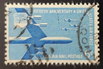 Scott #C49 Air Force 50th Anniversary 6c - 1957 - Air Mail - Used (a3) - Image 1 of 2