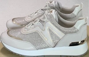 MICHAEL KORS MK Pippin Mixed-Media Trainer Women's Sneakers- Champagne- Sizes - Picture 1 of 6