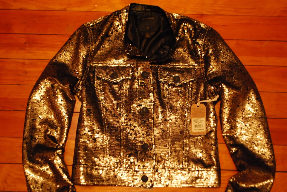 NEW Women's True Religion Dusty Gold Sequin Jacket (Small) - Image 1 of 1