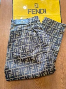 Fendi Women's Pants Zucca Monogram Pattern Brown Logo Casual Bottoms - Picture 1 of 7