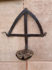 Ancient Iron Hand Forged Hanging Bell Rare Tribal House Hanging Oil Lamp Toran 