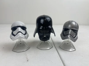 Lot Of 3 Star Wars Mini Helmet W/ Stand Diecast Darth Vader And Stormtroopers - Picture 1 of 6