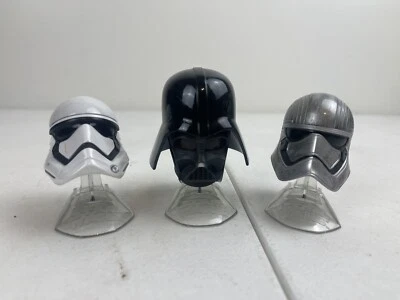 Lot Of 3 Star Wars Mini Helmet W/ Stand Diecast Darth Vader And Stormtroopers - Image 1 of 4