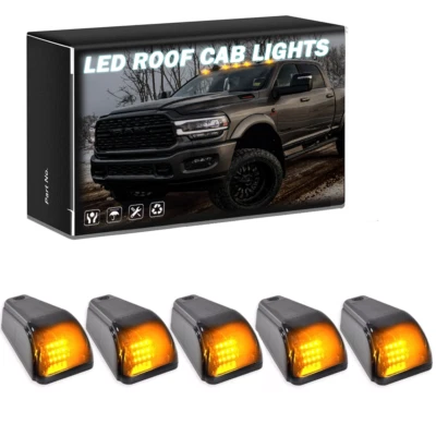 For Dodge Ram 1500 2500 3500 5x Wireless Solar Smoked Cab Amber Marker Roof DRL - Image 1 of 4