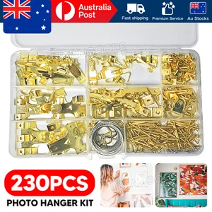 230 pcs Picture Hangers Hooks Heavy Duty Photo Frame Hanging Kit With Nails Home - Picture 1 of 9