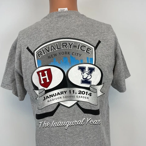 Harvard Vs Yale Rivalry On Ice Hockey Double Sided T Shirt 2014 NCAA College M Cover