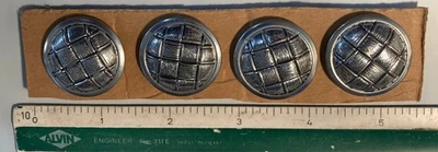 UNUSUAL COOL VINTAGE 4 LARGE SILVER ART METAL BASKET CROSS WEAVE PATTERN BUTTONS - Image 1 of 2