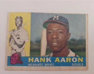 HANK AARON TOPPS 1960 #300 MILWAUKEE BRAVES VG - Foto 1 di 6