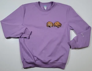 Women's Sweatshirt Embroidered Dog Size Small Long Sleeve Purple●Names On Sleeve - Picture 1 of 4