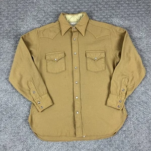 Vintage Pendleton Shirt Mens XL Tan Wool Western Pearl Snap Pockets USA 70s 80s - Picture 1 of 11