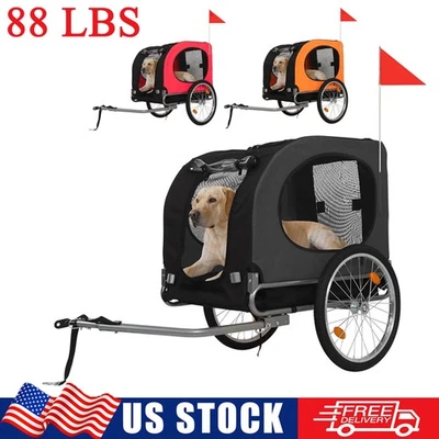 Pet Bicycle Trailer & Stroller Foldable Dog Cat Bike Carrier 88 lbs Waterproof - Image 1 of 4