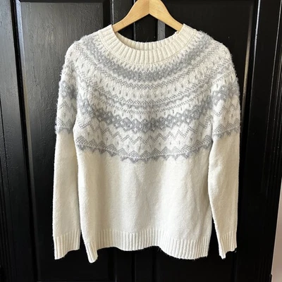 Talbots Jacquard Crewneck Sweater Size Medium Fair Isle Super Soft Yarn Preppy - Image 1 of 4