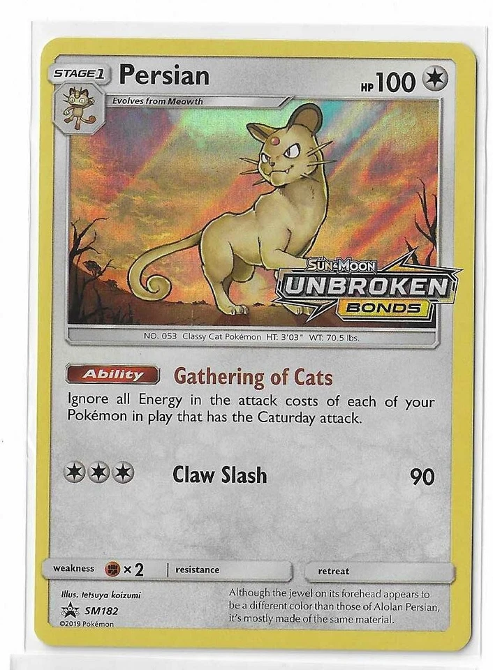 Pokémon TCG - Persian SM182 - Prerelease Sun & Moon Black Star Promo NM - Image 1 of 2