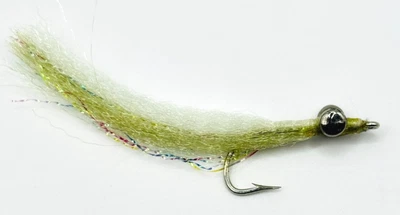 SuperHair Clouser Minnow Fly Fishing Fly #2/0 - Olive/White x1 - Image 1 of 4