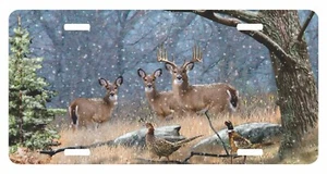 Ciervo Cierva Buck Faisán Nieve Caza Árbol Campo Placa Coche Camión Etiqueta - Imagen 1 de 1