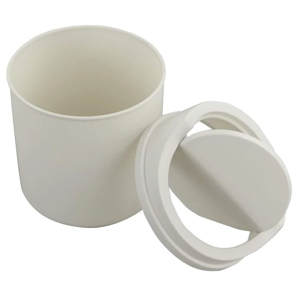 Fiazony Tiny Trash Can with Swing Lid Plastic Desktop Mini Waste Can White