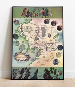 Middle Earth LOTR Fantasy Map Wall Art Poster Movie Decor Unframed - Picture 1 of 17