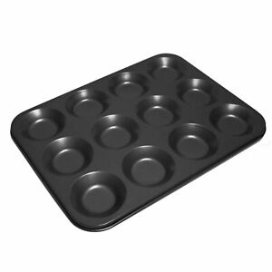 TIJAR® 12 Cup Muffin Tray, Strong Durable Non Stick Baking Tray, 12 Deep Cups Ov