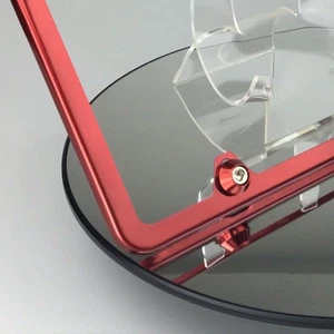 Candy Red License Plate Frame Slim 4 Holes w/ Aluminum Circle Type Screw Caps - Picture 1 of 9