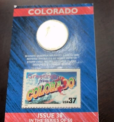 United States Mint Issue 38 Colorado State Quarter UNC /1st Issue Postage Stamp - Image 1 of 4