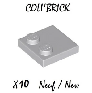 Lego 33909 - 10x plate Tile modified 2x2 with Studs - Light Bluish Gray - NEUF - Foto 1 di 1