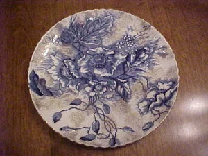 BEAUTIFUL FLOW BLUE PLATE 8=1/2" DIAMETER WITH GOLD FLECKS - Picture 1 of 3