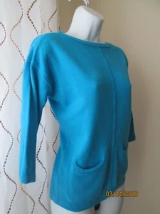 Ann Taylor Turquoise Wool Blend Boat Neck Center Front Seam Sweater, Women's XS - Picture 1 of 9