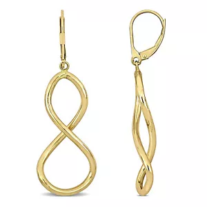Amour 10k Yellow Gold Figure Eight Leverback Earrings - Picture 1 of 5