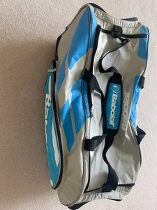 Babolat Expandable Tennis Racket Bag Black/White/ Blue Shoulder Straps & Pockets - Picture 1 of 7