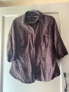 M&S 100% Linen brown ladies shirt size 14 - Picture 1 of 2