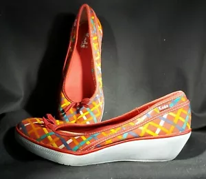Keds Women's Shoes Red Multicolor Fabric Upper Slip-On Ballet Low Wedge Pump 6M - Picture 1 of 8
