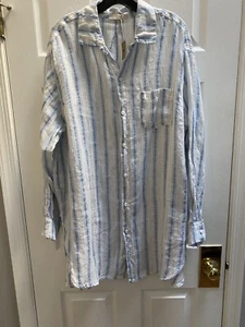 NWT CP Shades L++ Marella Linen Plaid Long Tunic Shirt - Picture 1 of 3