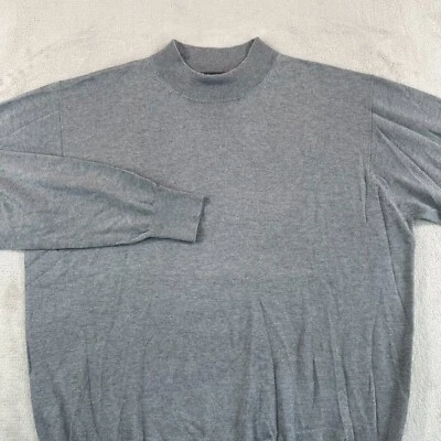 Vintage Neiman Marcus Cashmere-Silk Mock Neck Sweater Men XL Grey Designer NWOT - Image 1 of 4