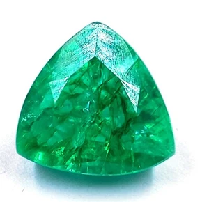Natural 20.75Ct Certified Zambian Green Emerald  Trillion Cut Loose Gems 5MSN - Picture 1 of 7