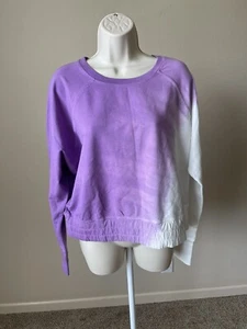 Joy Lab Mujer’s Púrpura y Blanco Cuello Redondo Sudadera Recortada s L - Imagen 1 de 11