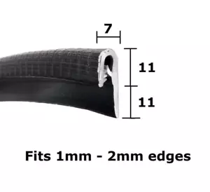 Sew On PVC Rubber Edge Trim Auto Upholstery 22mm x 7mm Fits 1mm-2mm - Per Metre - Picture 1 of 3