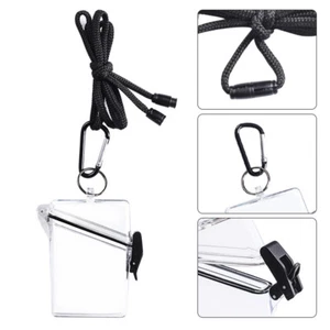 Waterproof Durable Clear Plastic Card Key Holder Case Protect With Lanyard A - Picture 1 of 16