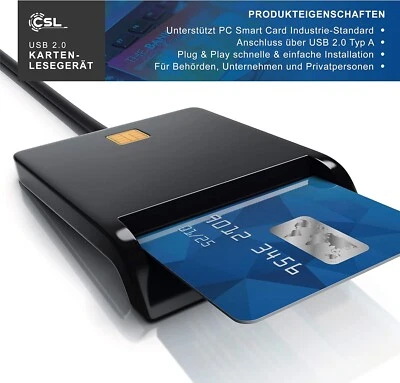 CSL - USB Chipkartenleser SmartCard Reader - Plug and Play - Windows 10 kompatib - Bild 1 von 3
