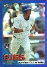 2010 Topps Chrome Blue Refractors Cubs Baseball Card #181 Tyler Colvin /199