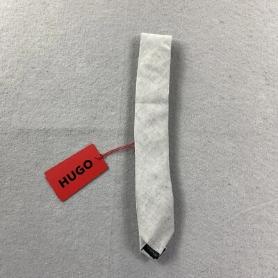 Hugo Boss Tie Mens Gray Necktie Linen Blend Made In Italy - Image 1 of 4