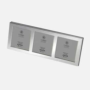 CARRS - Modern Flat Triple Photo Frame Sterling Silver - 6 x 6cm (2½" x 2½") - Picture 1 of 3