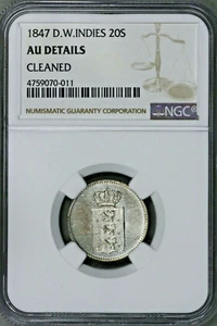 Danish West Indies 1847 20 Skilling NGC AU Details   S206 - Picture 1 of 2