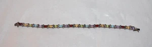 Gorgeous Vintage Multicolor Gemstones 925 Sterling Silver Bracelet - Picture 1 of 4