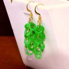 Natural Jadeite jade Ring Earrings Grapes Eardrop Thanksgiving Mother's Day